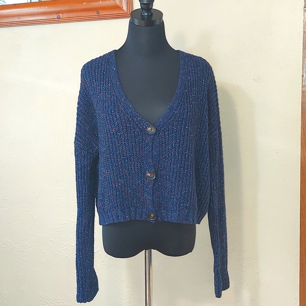 Women's Wild Fable Long Sleeve Crop Button Up Sweater